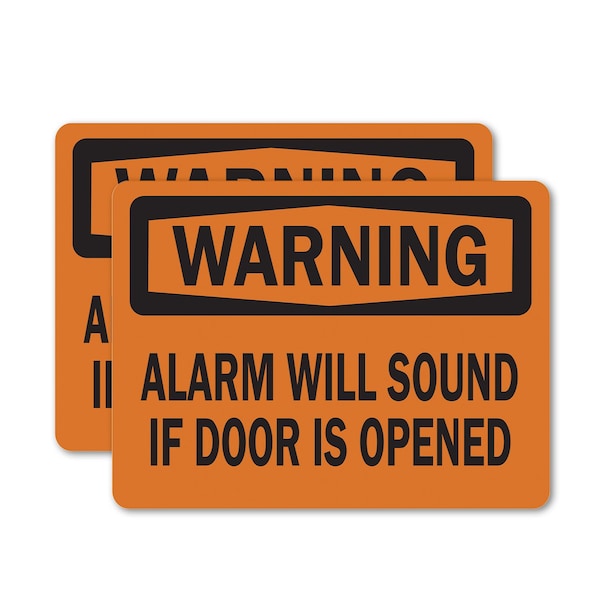 Signmission Alarm Will Sound If Door Is Opened, 14 in W x Rectangle, Vinyl Decal OS-2PACK-WS-D-1014-L-19642 - main
